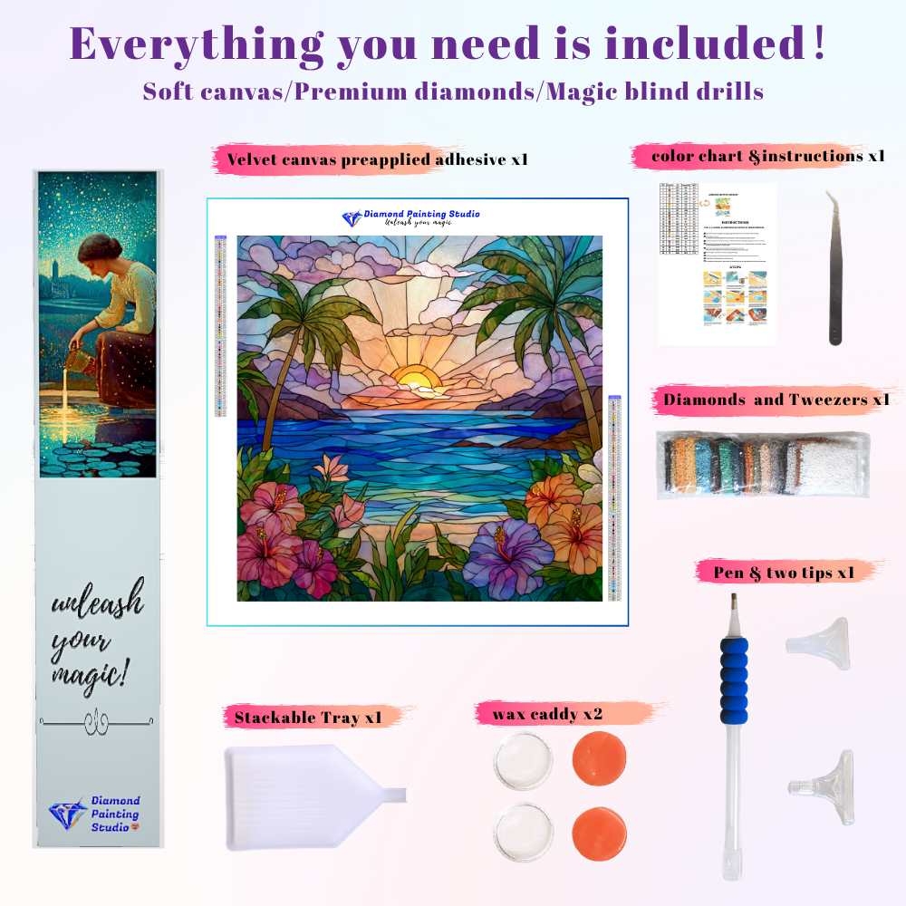 Stained Glass Tropical Sunset