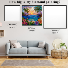 Stained Glass Tropical Sunset