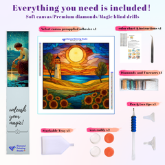 Stained Glass Lighthouse Sunset