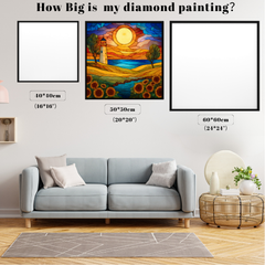 Stained Glass Lighthouse Sunset