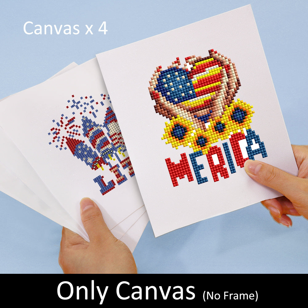 USA-themed diamond painting canvases only — includes 4 festive patriotic designs perfect for DIY wall art