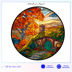 Stained Glass Shire Autumn Home
