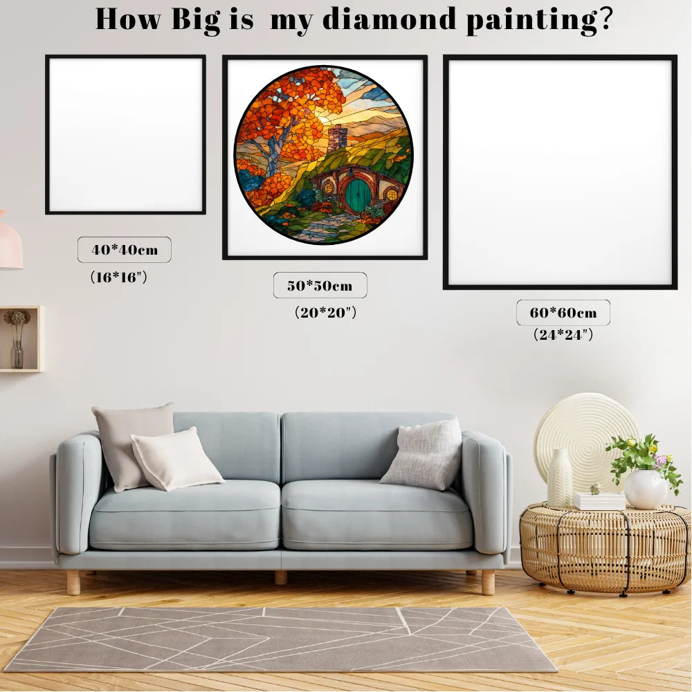 Stained Glass Shire Autumn Home