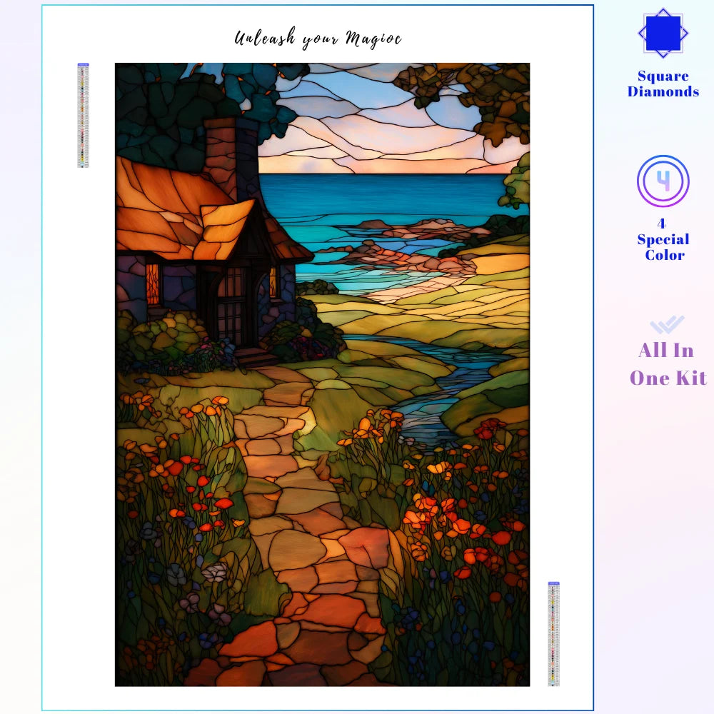 Stained Glass Seaside Cottage