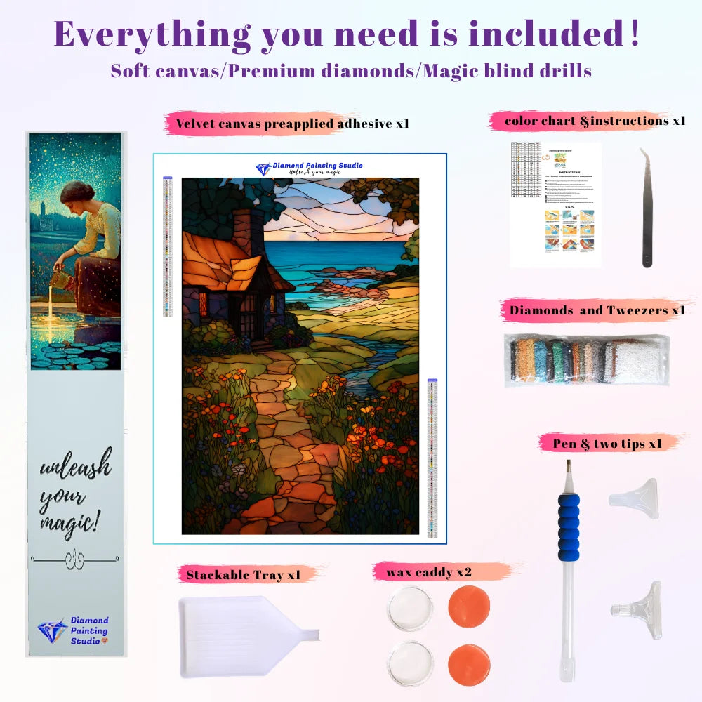 Stained Glass Seaside Cottage