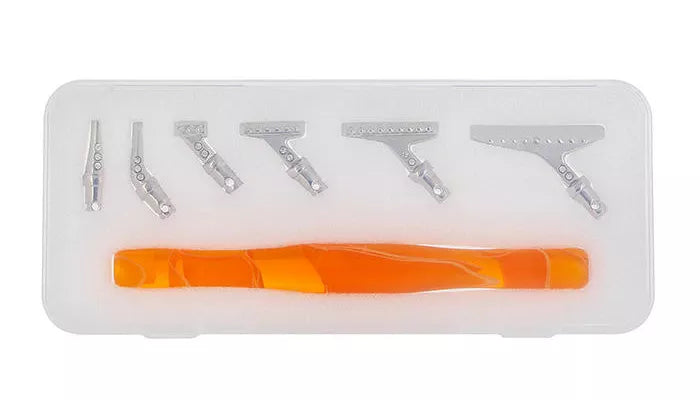 Diamond painting pens with orange ergonomic resin grip, steel tips, and case – suitable for DIY, nail art, and gift giving.