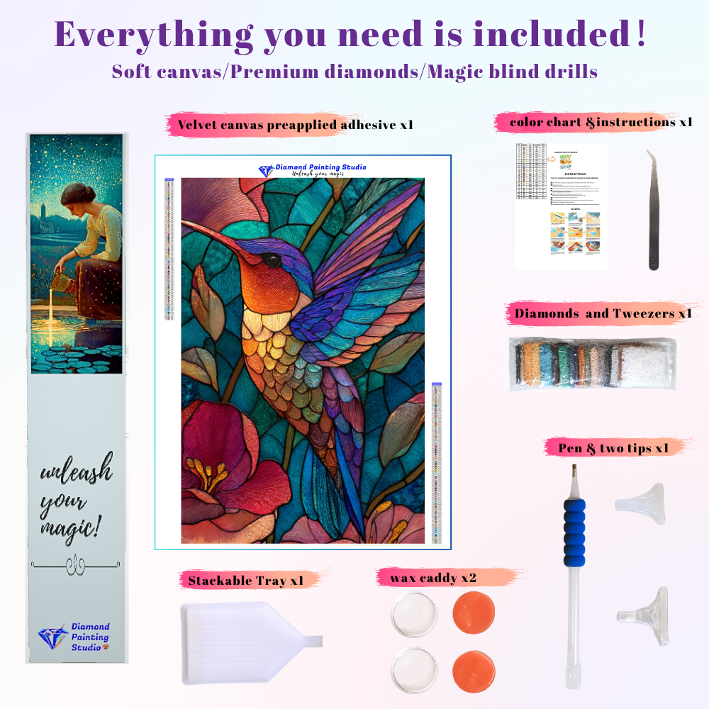 Stained Glass Hummingbird Sparkle