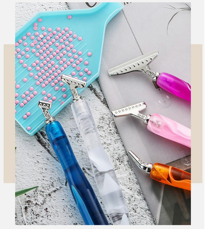 8-piece diamond painting kit with ergonomic resin pens & 6 steel tips. Perfect for detailed diamond art,  and crafts lovers.
