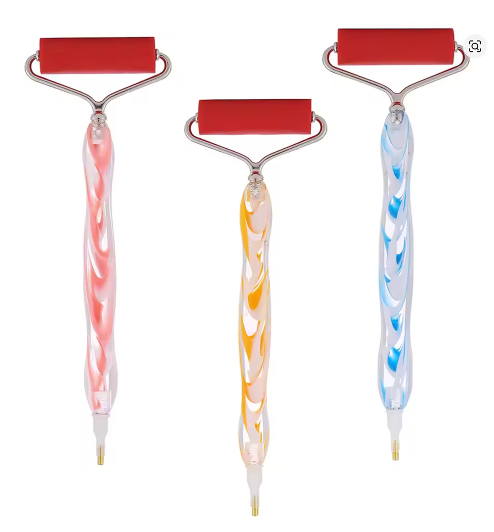 Assorted resin diamond painting pens with rollers and tips. Ideal for gift-giving or upgrading your DIY setup with more comfort and control.