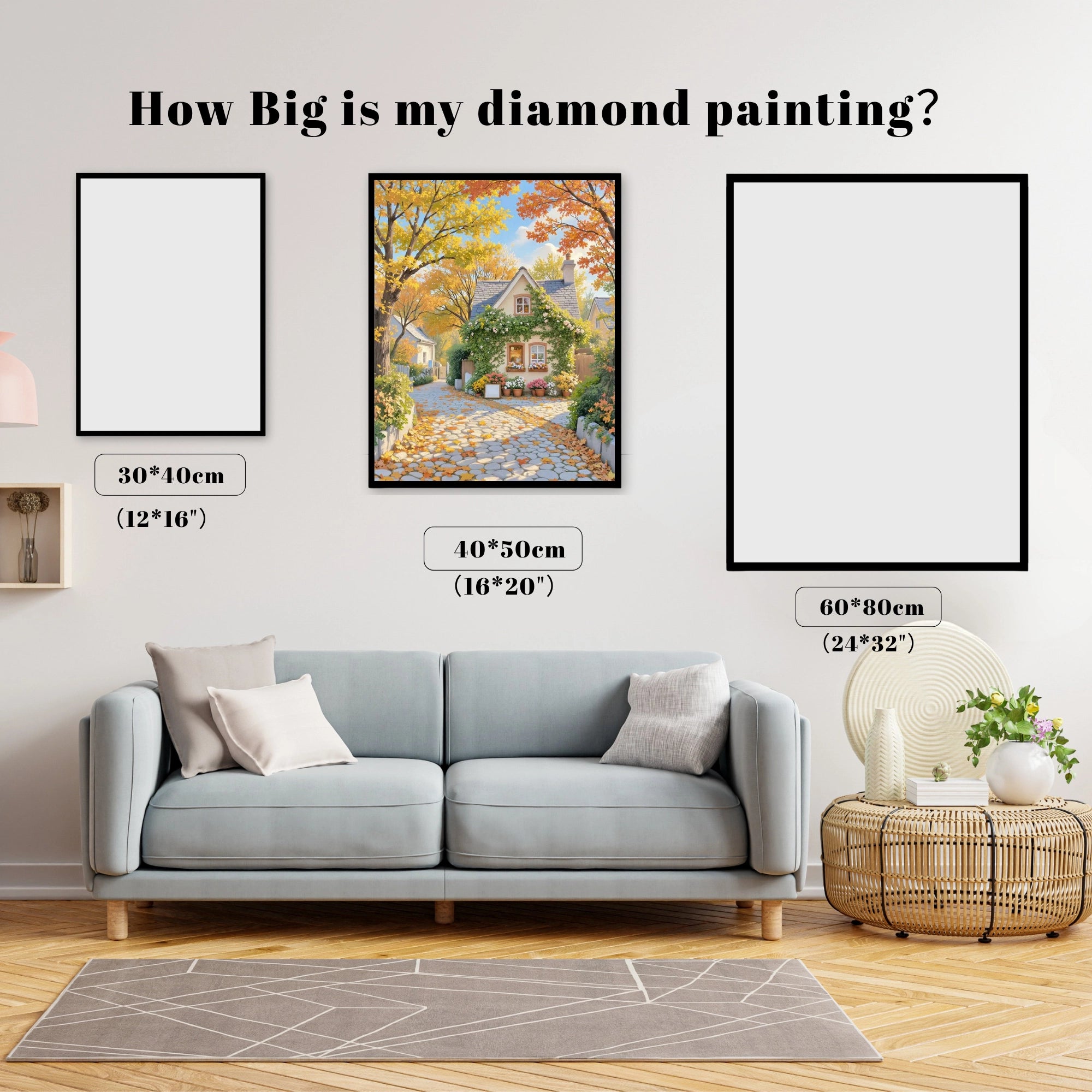 Autumn Cottage Cobblestone Path