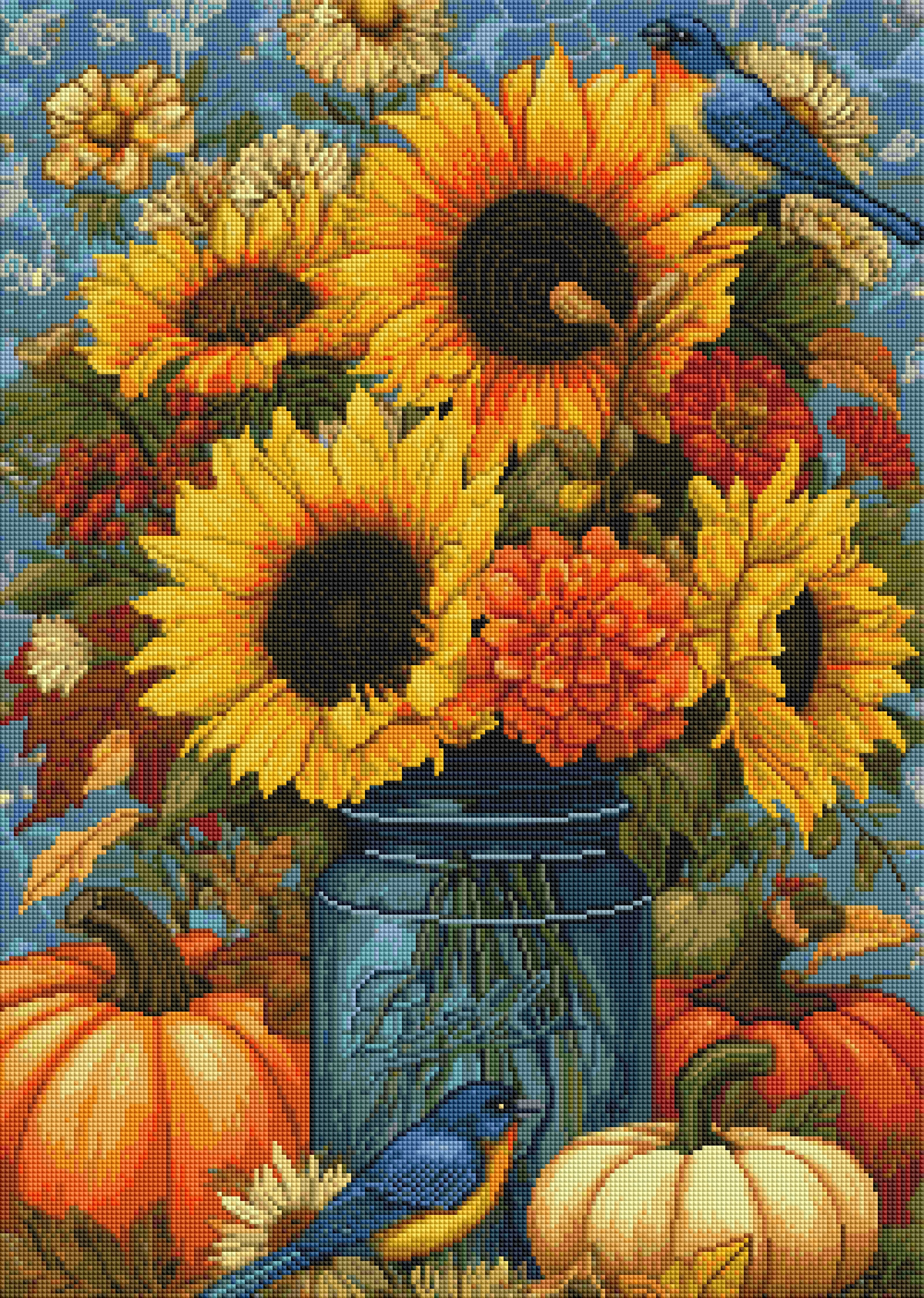 Autumn Sunflowers in Jar