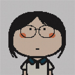 Cartoon schoolgirl with glasses in small diamond painting, a peaceful and thoughtful DIY kit for desk charm.