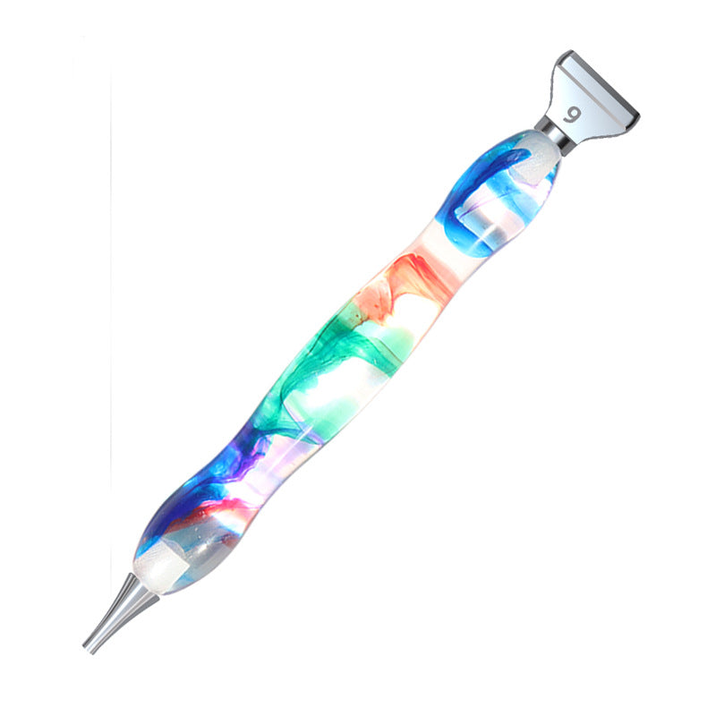 Swirl-pattern blue and white resin diamond painting pen, lightweight and balanced for calm, focused, and joyful crafting moments.