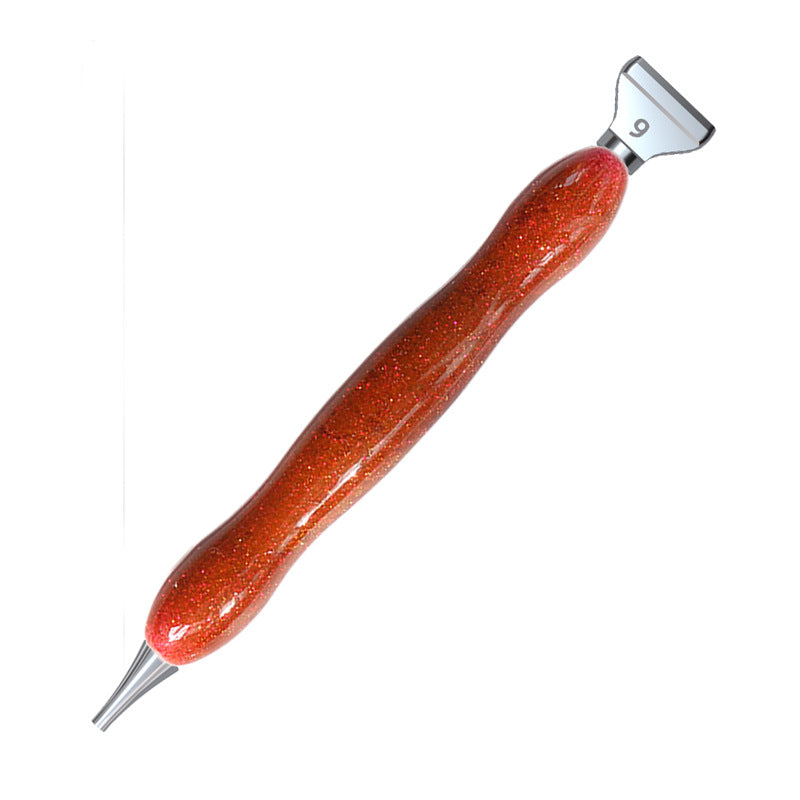 Bronze-toned double-ended diamond painting pen, with a smooth grip and tips for comfort-focused DIY crafting.
