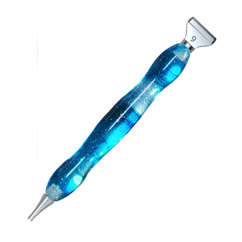 eep blue diamond art resin pen with dual tips and shimmer finish, designed for smooth application and efficient DIY crafting.