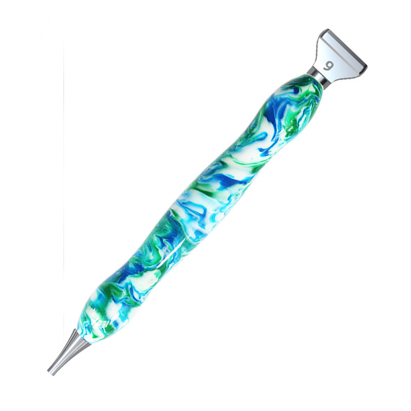 Diamond painting pen,Swirl-pattern blue and green resin , lightweight and balanced for calm, focused, and joyful crafting moments.