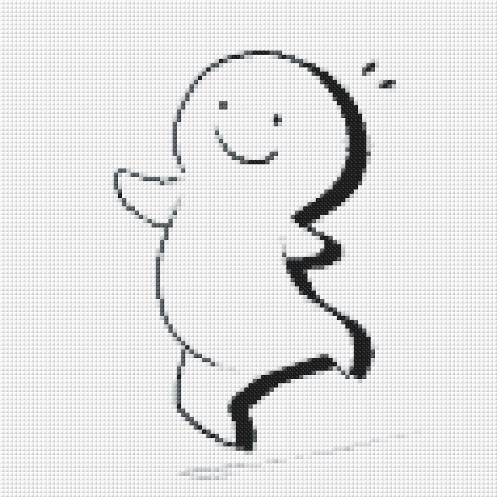 Dancing stickman with joyful energy, a fun small diamond painting for brightening up your creative space.