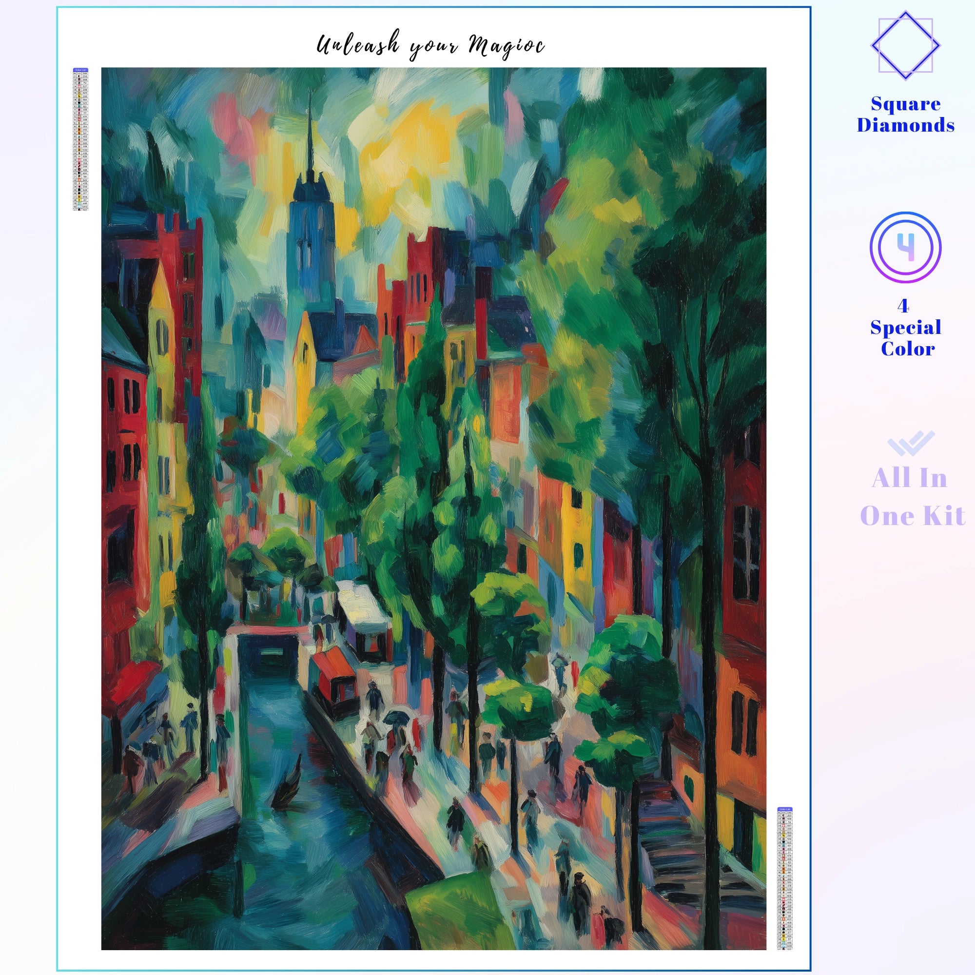 Expressionist Canal City Canvas