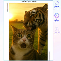Funny Cat & Tiger Selfie