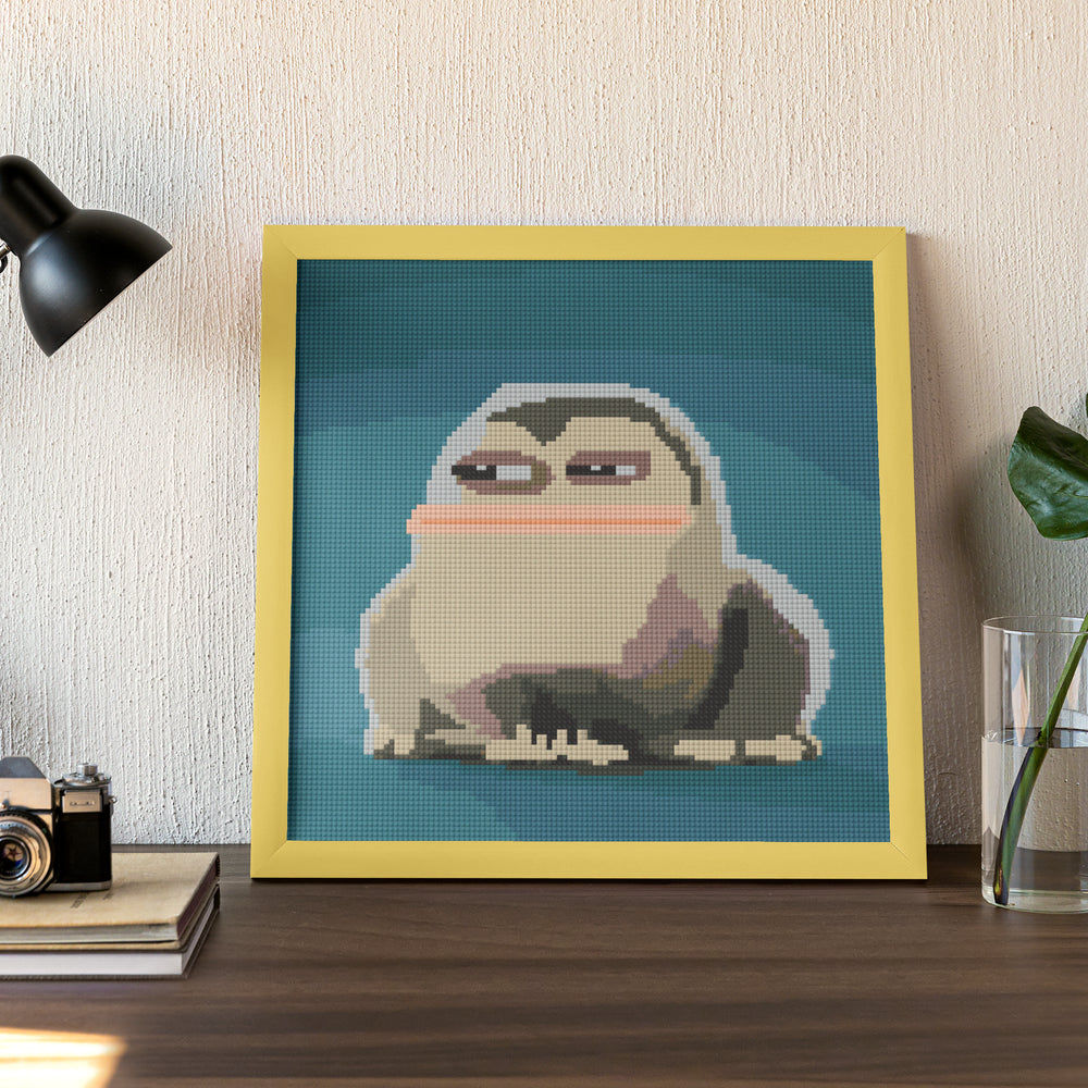 Framed version of the Gangsta Frog diamond painting, ready to be displayed as an ironic, fun desktop decor piece or sent as a friend gift. Perfect for those who appreciate low-key humor and stylish expression.