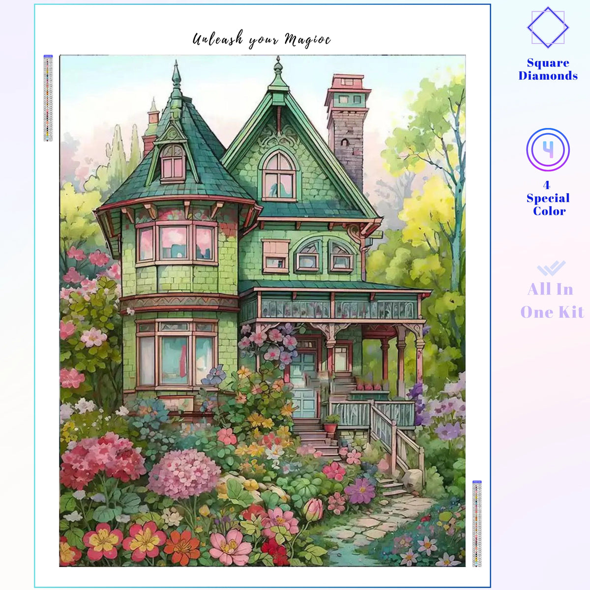 Green Victorian Flower Cottage