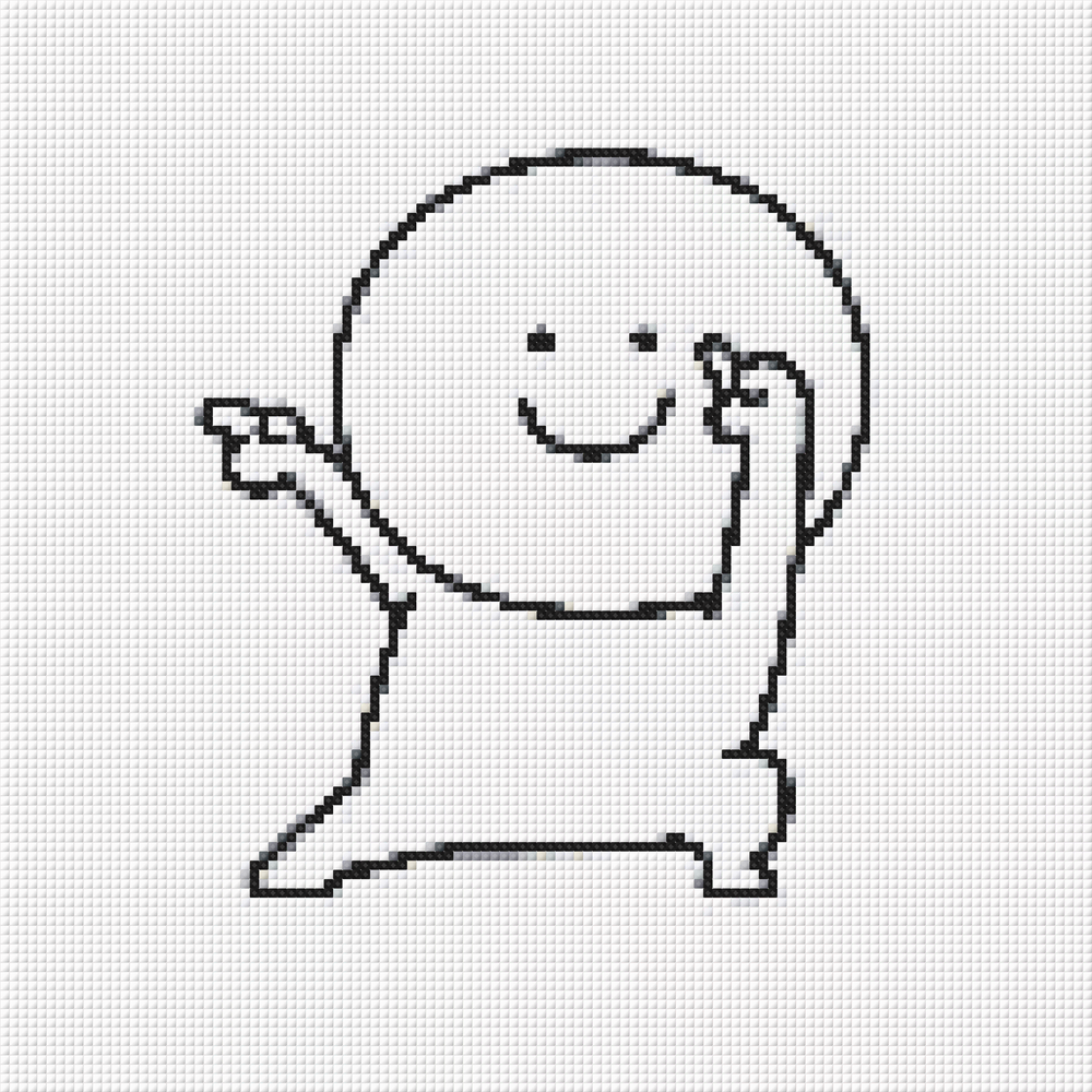 Preview image of a happy dancing stickman design rendered in square diamond style. This small diamond painting is a simple yet delightful DIY project, perfect for beginners or anyone looking to relax with a cheerful and easy craft. The playful expression and energetic pose make it ideal for desktop decor, children’s rooms, or as a friend gift that brings smiles and positive vibes. A lighthearted project with minimal effort and maximum charm.