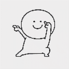 Preview image of a happy dancing stickman design rendered in square diamond style. This small diamond painting is a simple yet delightful DIY project, perfect for beginners or anyone looking to relax with a cheerful and easy craft. The playful expression and energetic pose make it ideal for desktop decor, children’s rooms, or as a friend gift that brings smiles and positive vibes. A lighthearted project with minimal effort and maximum charm.