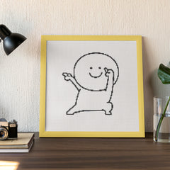 Framed version of the Happy Stickman diamond painting. With bold black lines and a confident wave, this small framed piece works beautifully as fun and minimalistic office or home decor. It’s a great choice for DIY hobbyists who enjoy casual, expressive characters and want to add a bit of light humor to their creative spaces. Makes a fun and compact friend gift or workspace art accent.