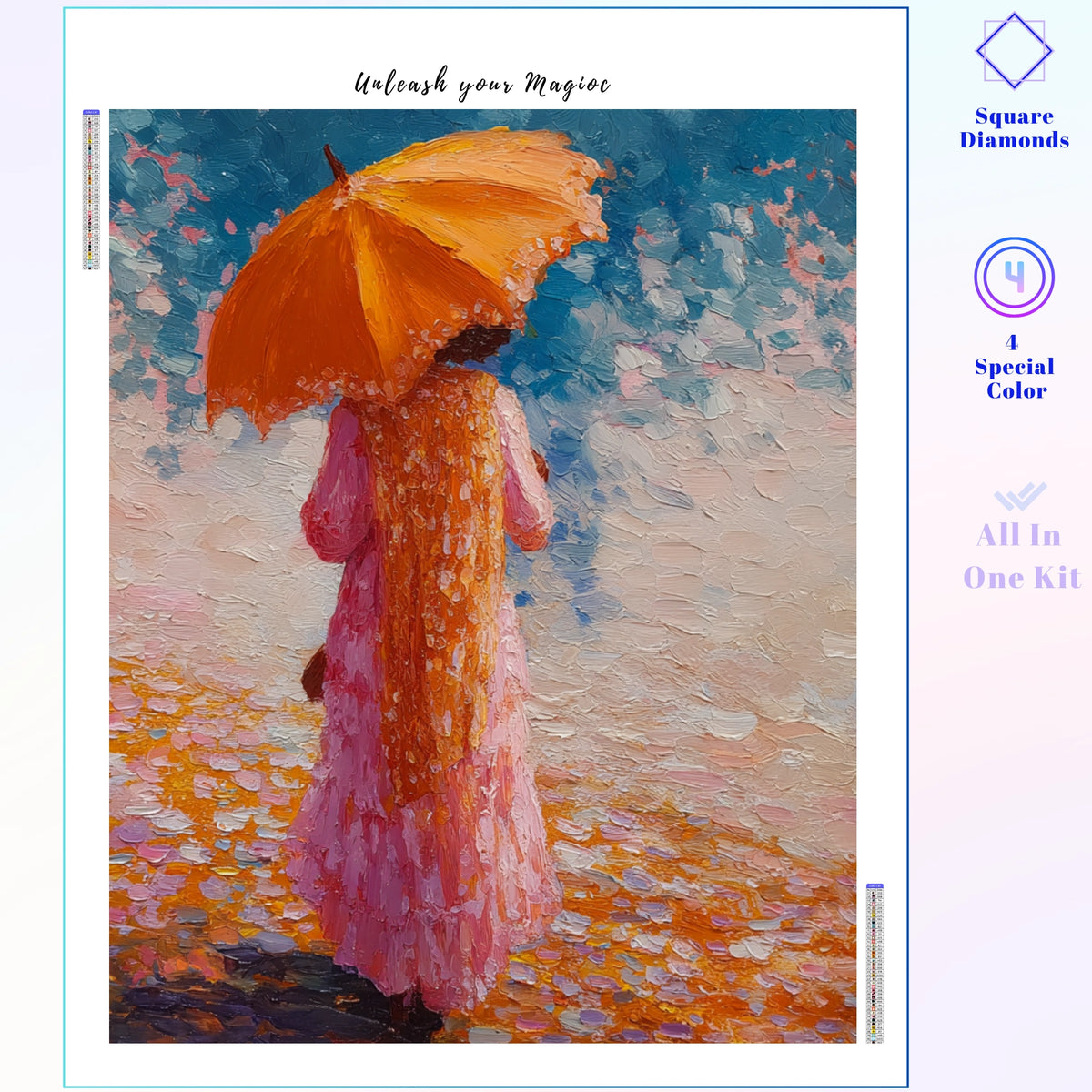 Impasto Orange Umbrella Stroll