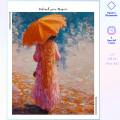 Impasto Orange Umbrella Stroll