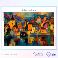 Impressionist Cityscape Water Reflection