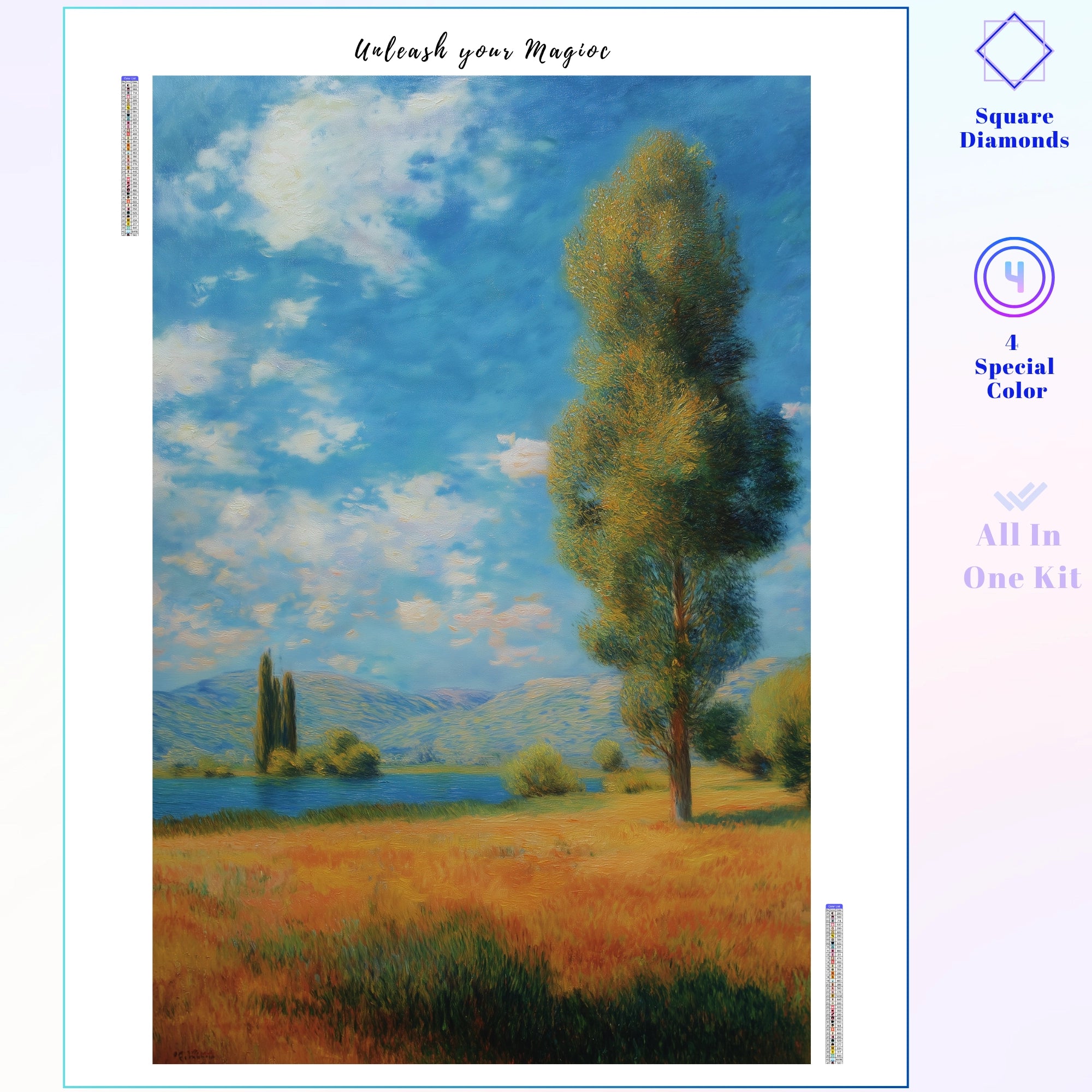 Impressionist River Landscape Tree