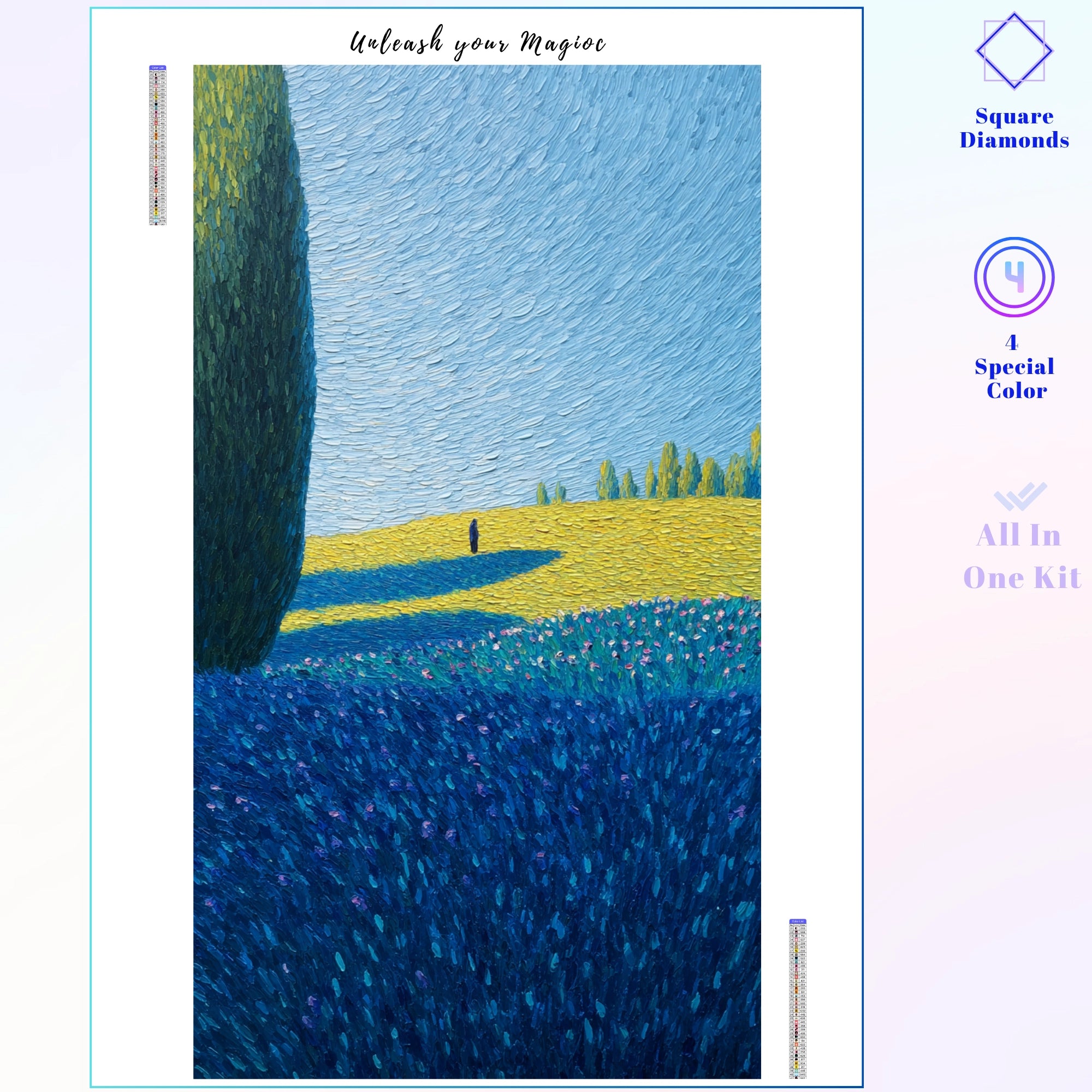 Lavender Field Solitude Impasto