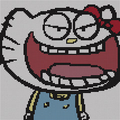 A pixel-style diamond painting preview of Mischievous Kitty, with a wide grin and dramatic cartoon energy. This small diamond painting kit is the perfect blend of silly charm and cheerful color. Ideal for beginner DIYers, it makes a great project for relaxing evenings, adding a pop of humor to your desktop decor or giving as a lighthearted gift to a fun-loving friend. Its exaggerated expression will instantly brighten up your space.