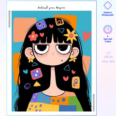 Patchwork Doodle Girl Fun