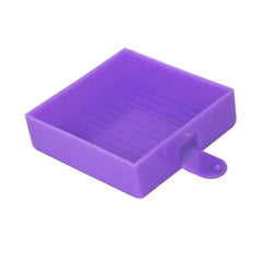 Close-up of an empty purple square diamond painting tray with pouring spout, ideal for sorting and organizing diamond drills.