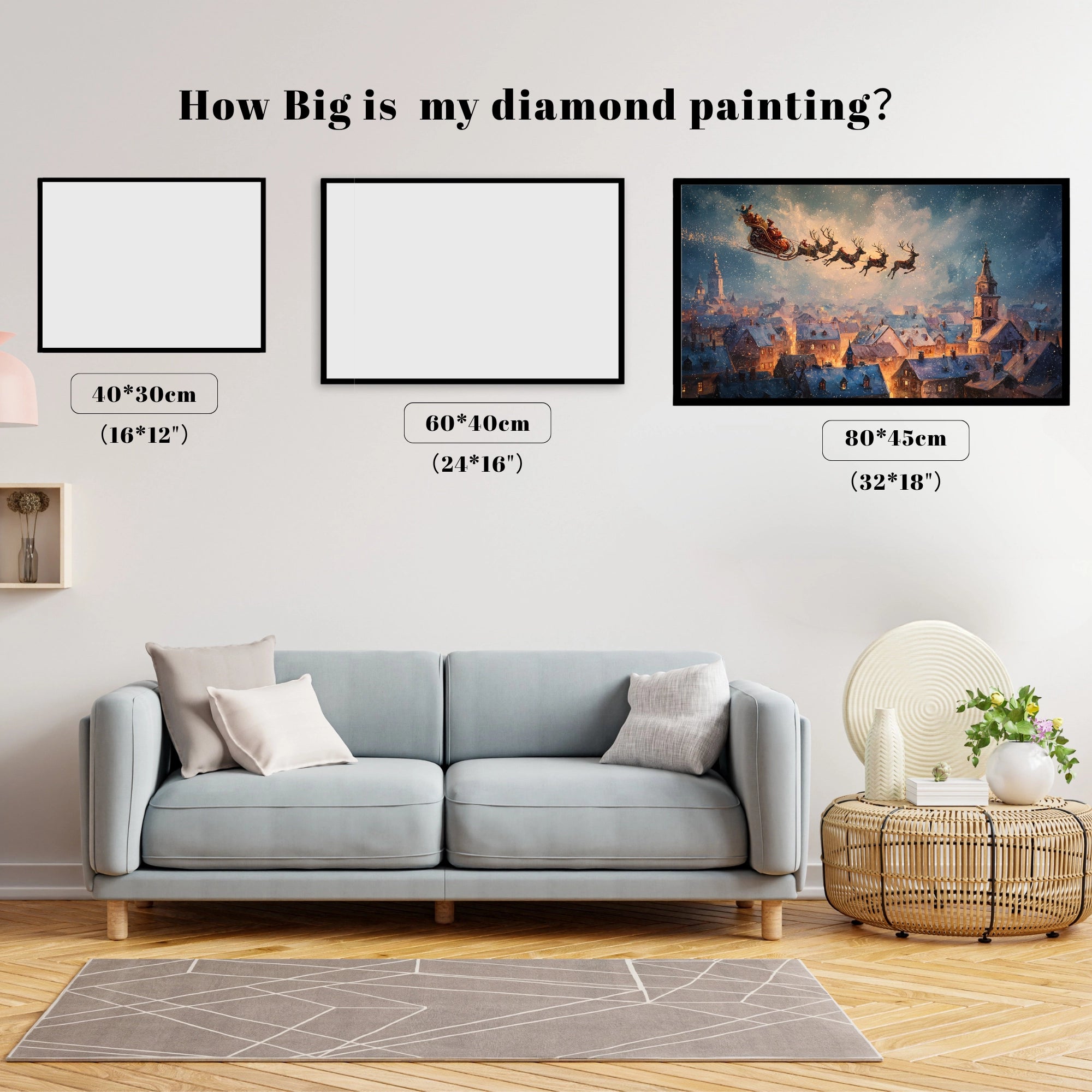 Santa's Sleigh Over Village