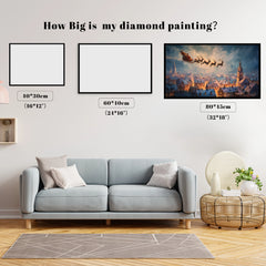 Santa's Sleigh Over Village