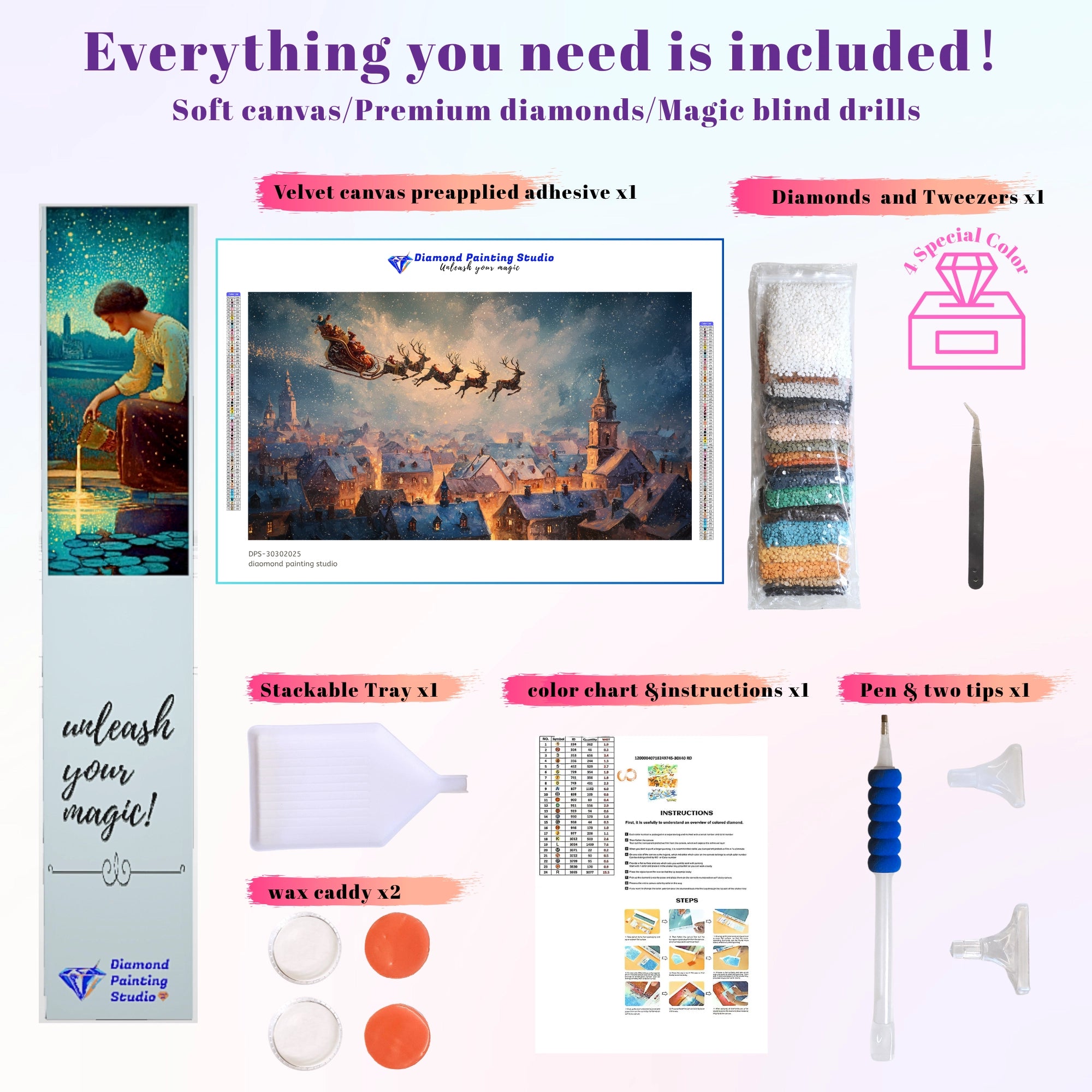 Santa's Sleigh Over Village