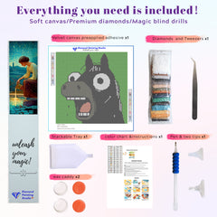 All-in-one DIY diamond painting kit for the Shocked Horse design, complete with drills, applicators, and a full canvas view.