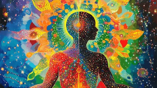 Spiritual and religious diamond painting kits show the inner universe and cosmic awareness. This gem art has swirling light and bright energy. It represents personal growth and enlightenment. 
