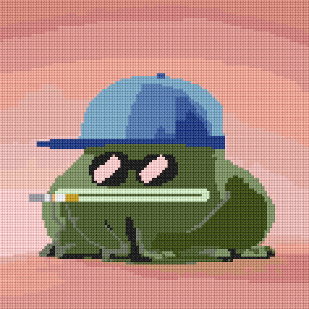 Small-sized frog diamond painting designed for beginners — brings an athletic twist to your DIY decor and funny wall art setup.