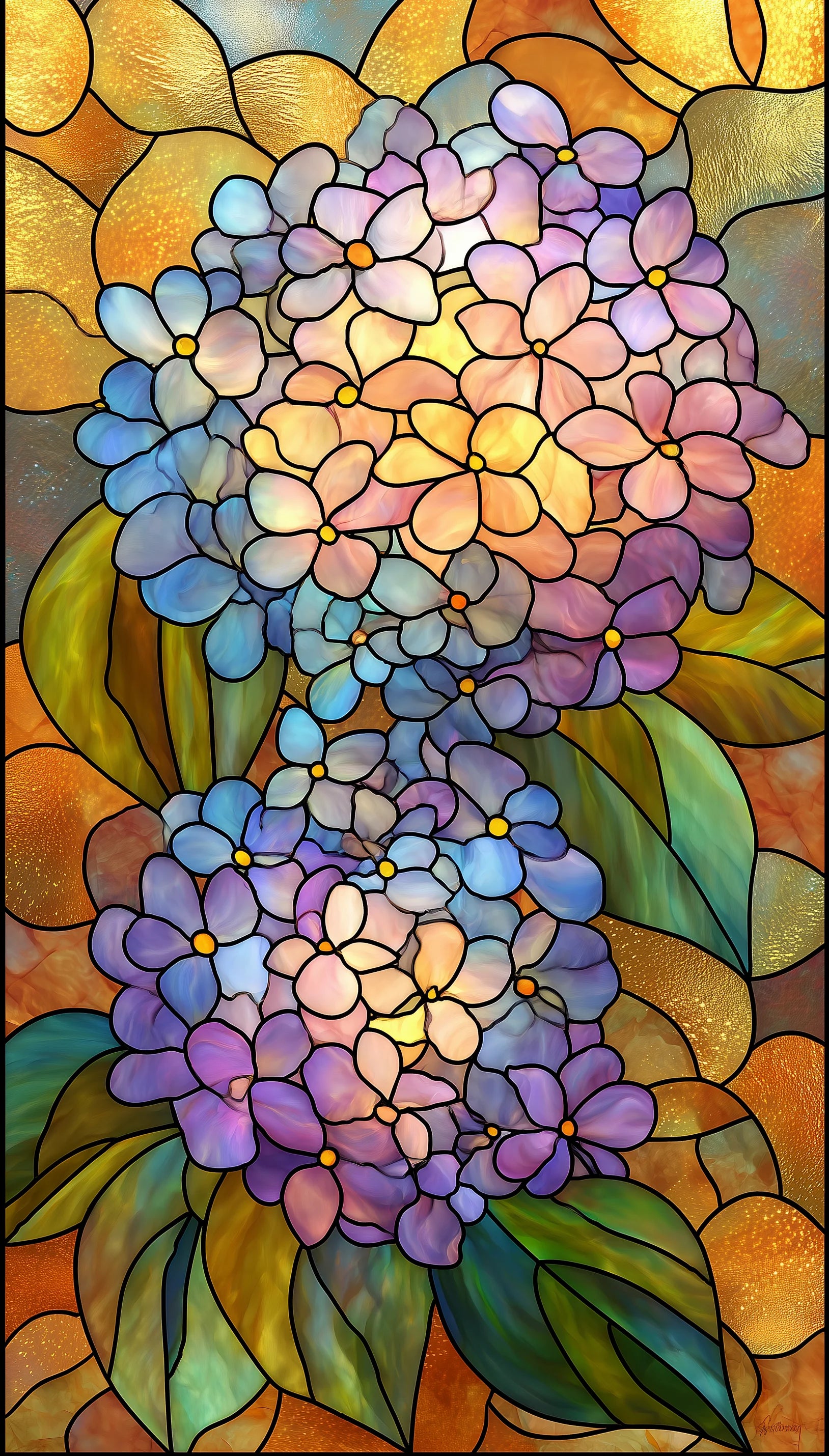 Stained Glass Hydrangea Bouquet