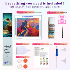 DIY diamond painting kit of the Great Wall landmark at sunset, includes canvas, drills, and tools, designed for beginners or experienced crafters, part of Nature & Autumn collection.