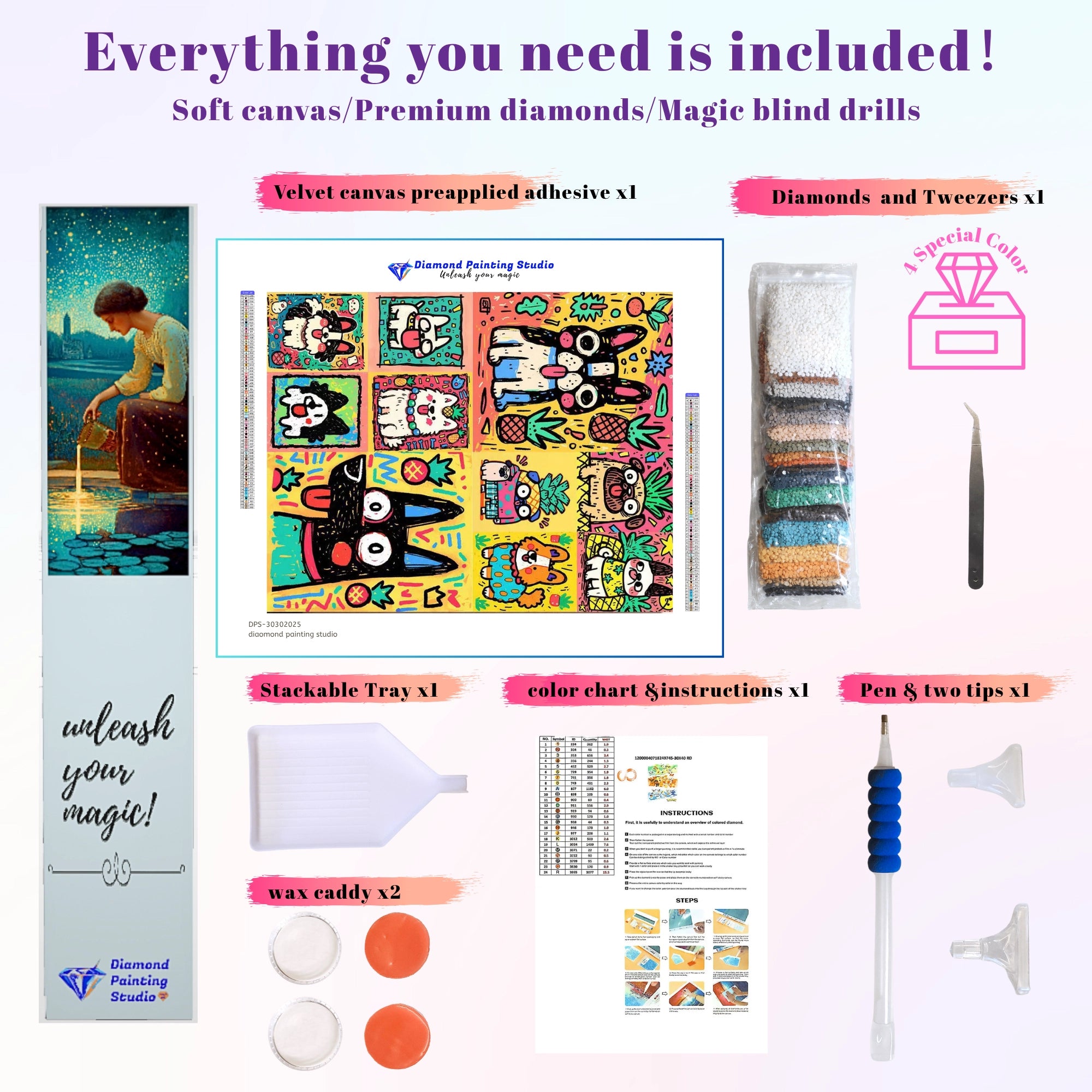 Tropical Doodle Dog Collage