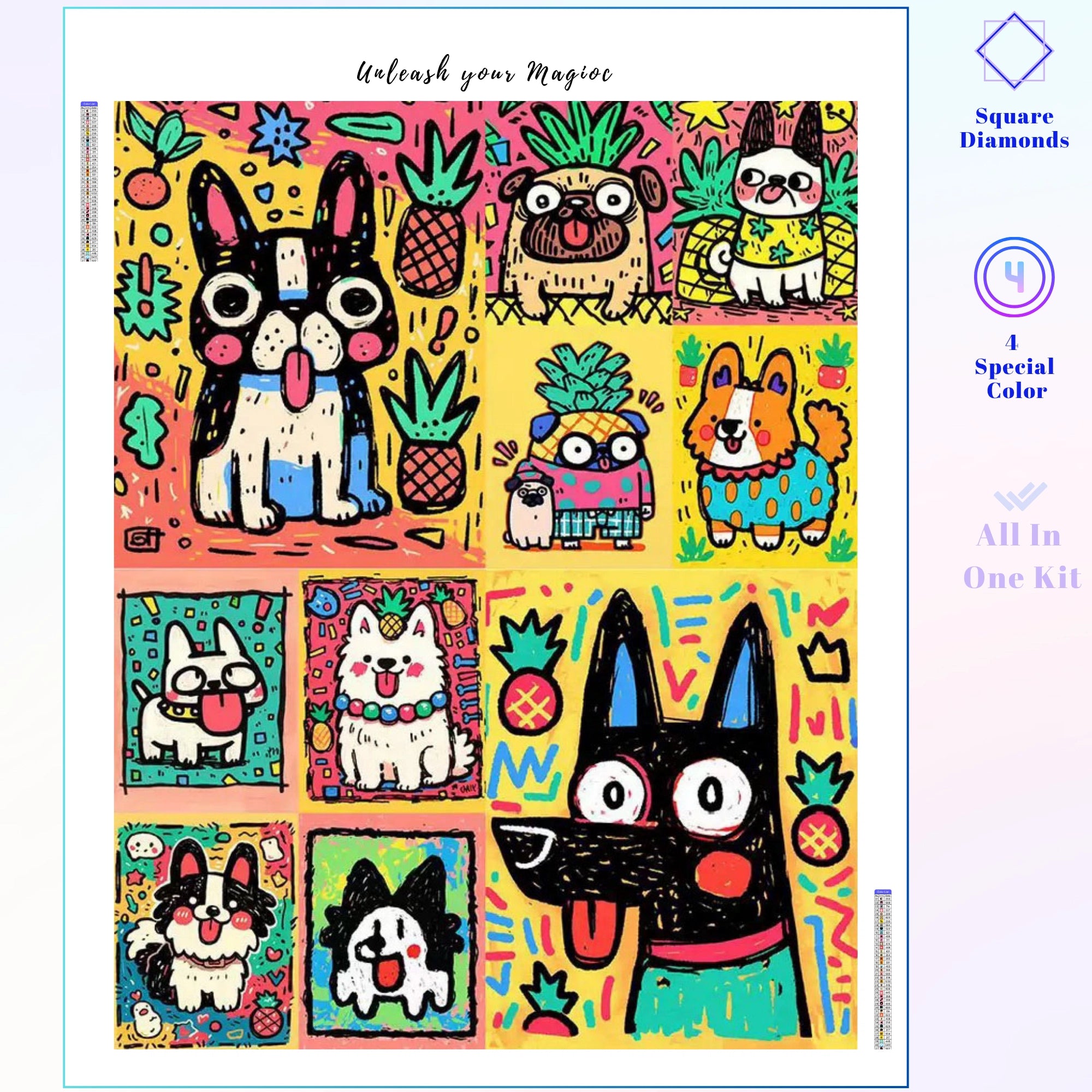 Tropical Doodle Dog Collage