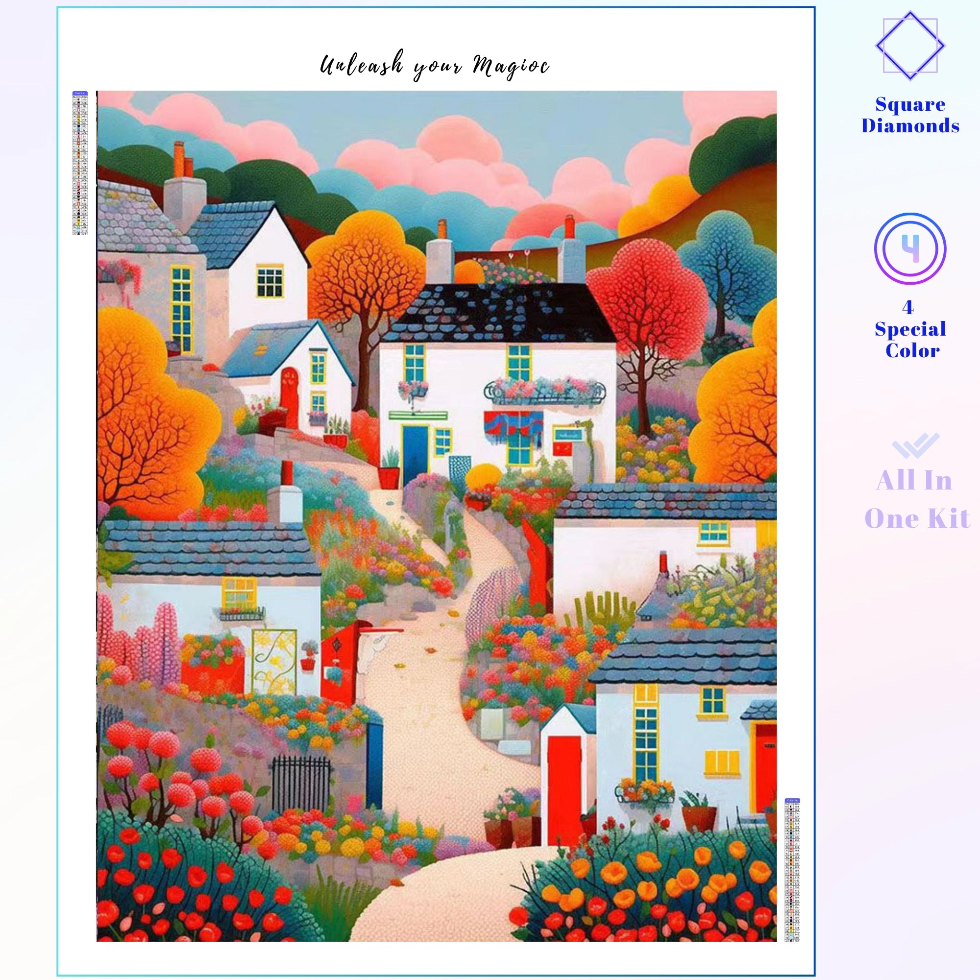 Vibrant Hillside Village Path