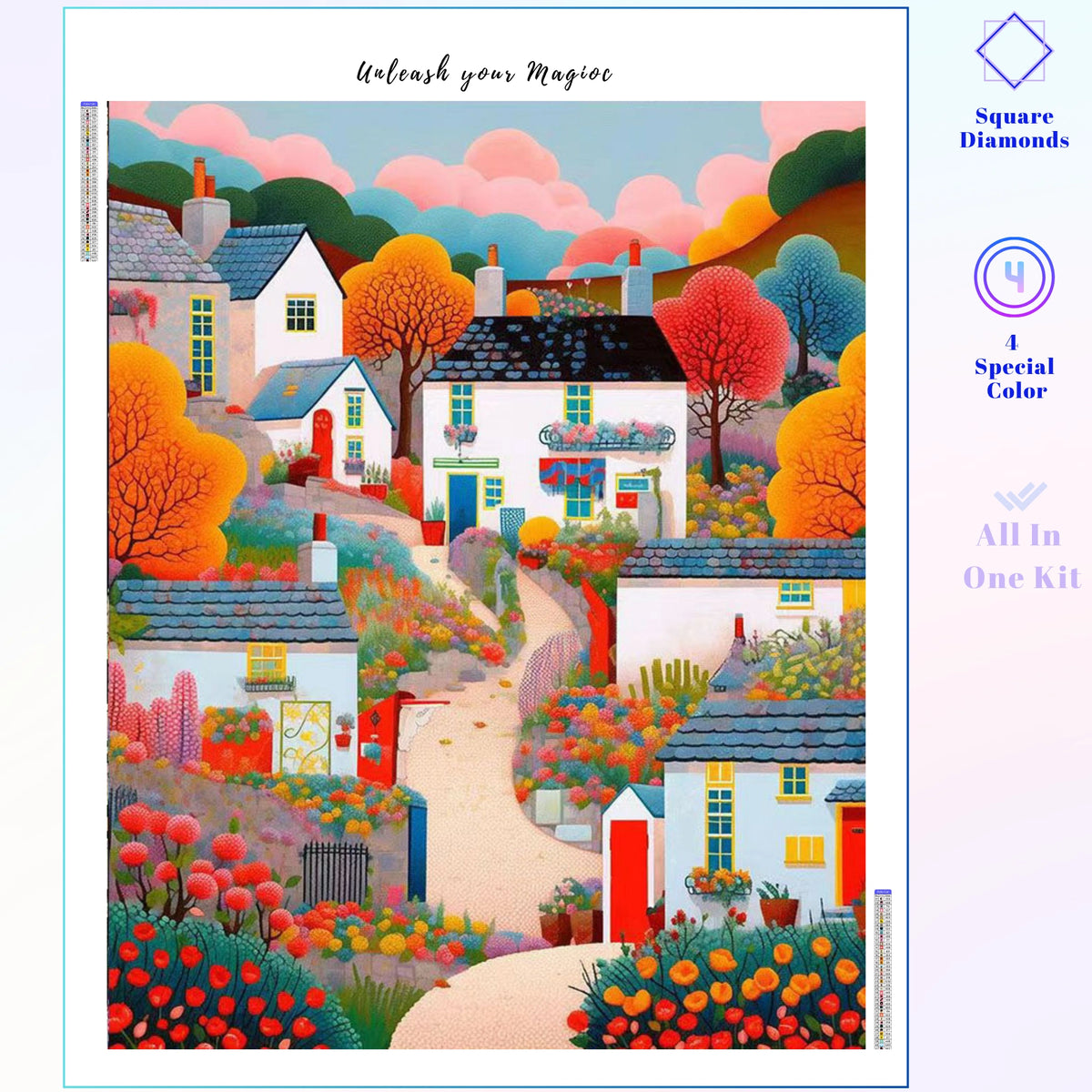 Vibrant Hillside Village Path