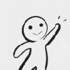 DIY diamond painting kit preview for the waving stickman design — fun gag gift or desk decor for fans of light-hearted, easy crafts.