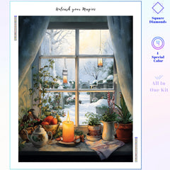 Winter Window Candle Glow